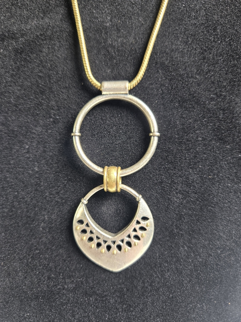 LUCKY  Adj Two Tone Chain Pendant Necklace w/ Drop Silver Accents MUST SEE GUC - Picture 2 of 13